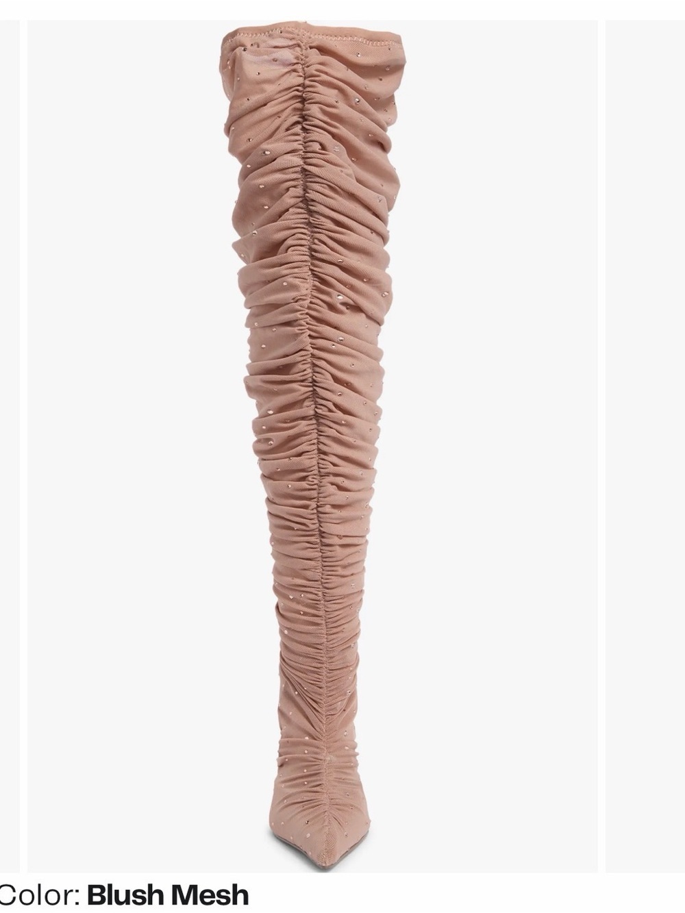 Steve Madden Rashida Blush Mesh Ruched Over-the-Knee Stiletto Boots 8.5 - Picture 3 of 13